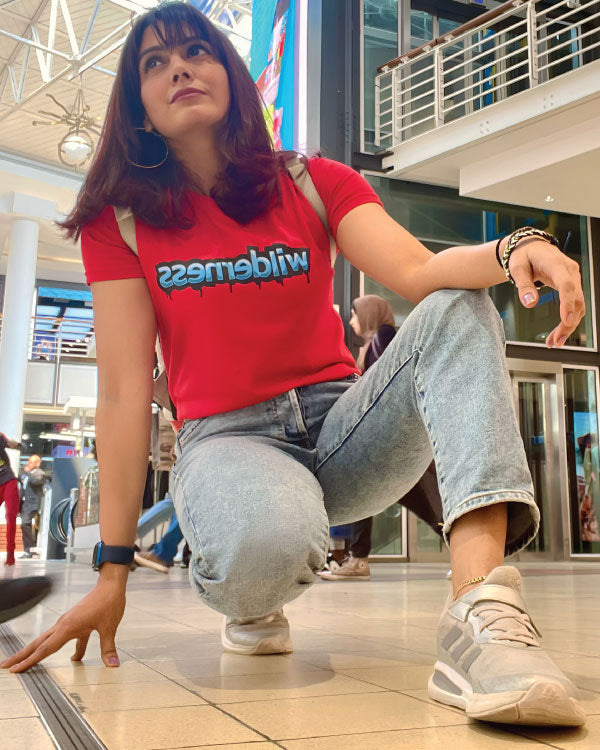 madiha Fatima red tshirt